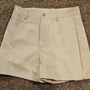 Cream High-Waisted Shorts